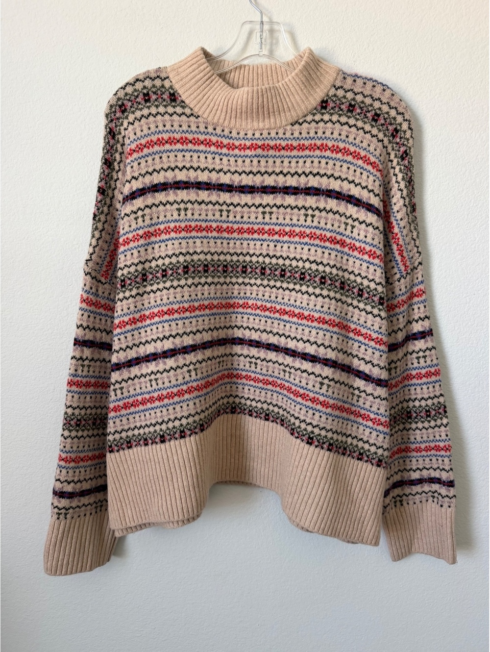Old Navy NWT Long Sleeve Mock Nordic Neck Fair Isle Knit Sweater Size XXL
